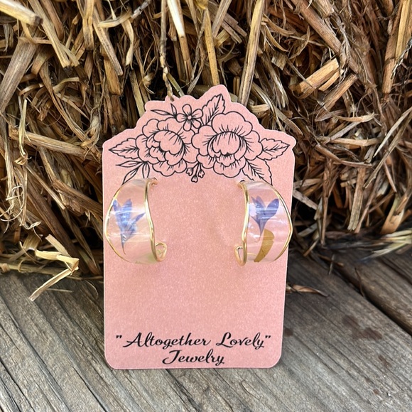 Handmade Real Pressed Dried Flower Botanical Resin Hoops - Picture 4 of 17